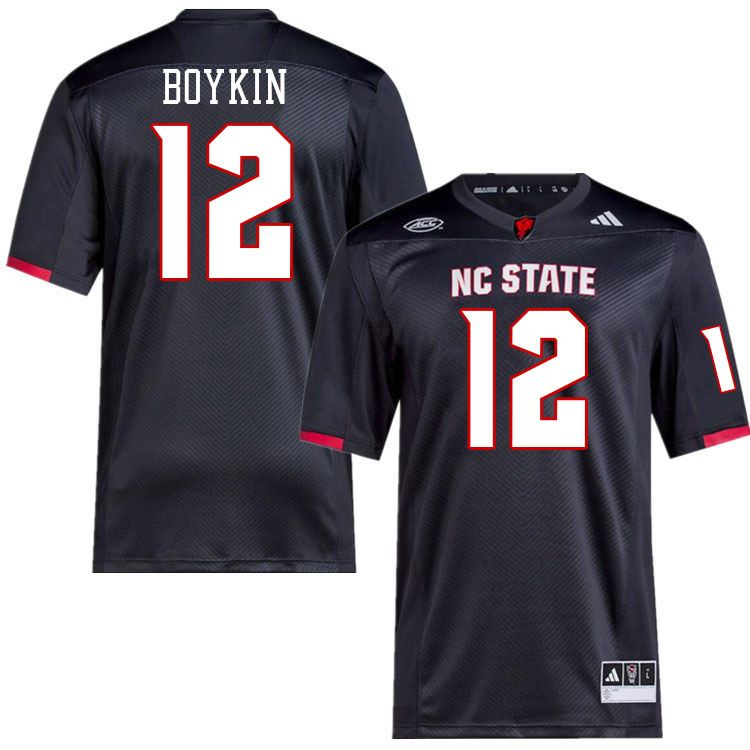 Men #12 Devan Boykin NC State Wolfpack College Football Jerseys Stitched-Black